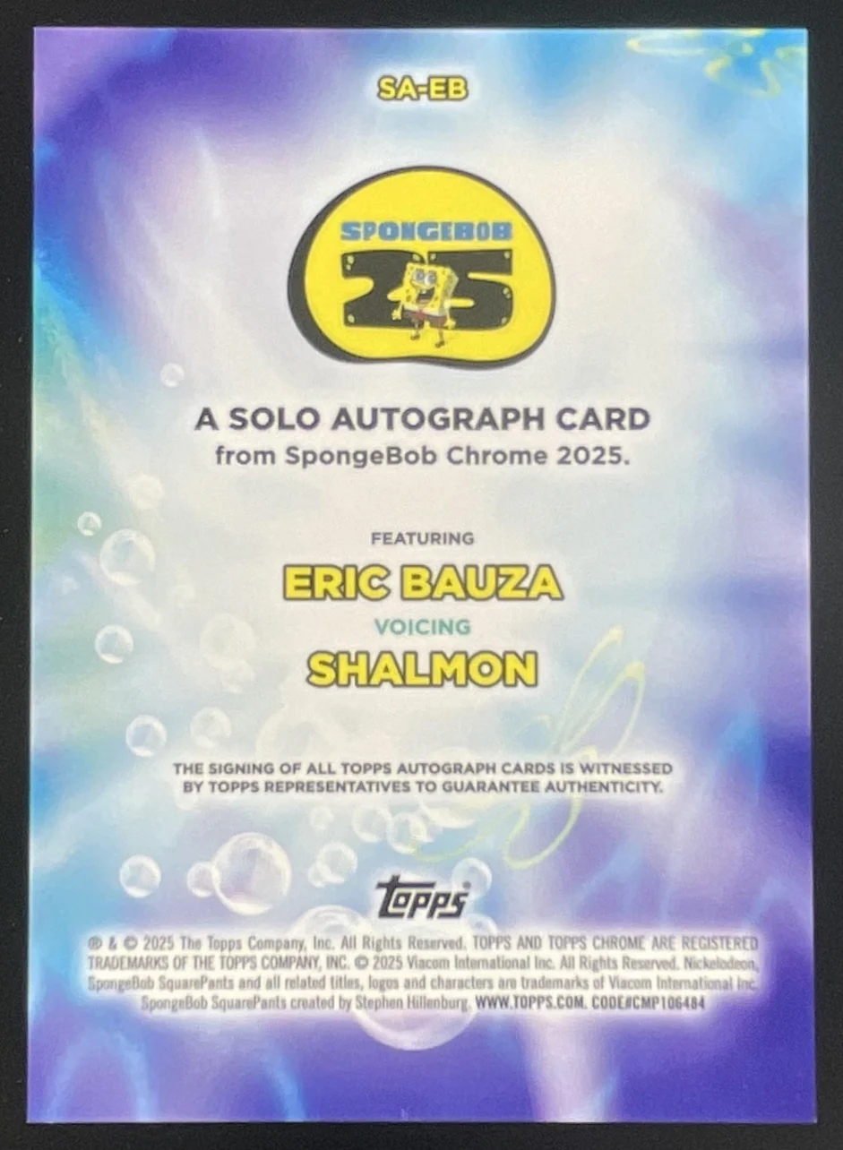 2025 Topps Chrome SpongeBob SquarePants #SA-EB Eric Bauza Auto - Image 2