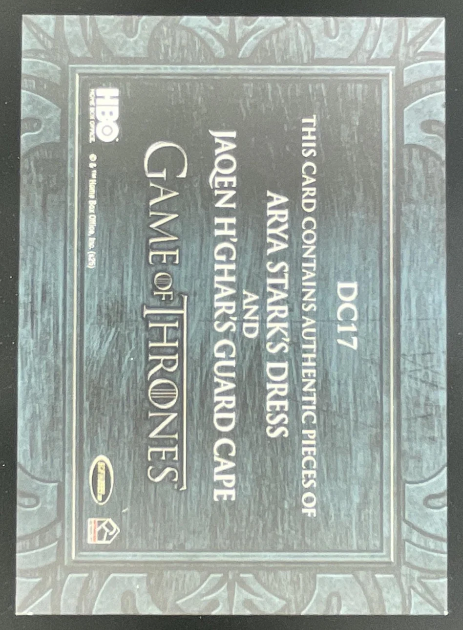 2025 Game of Thrones The Great Houses Dual Relics #DC17 Arya Stark Jaqen H'ghar - Image 2