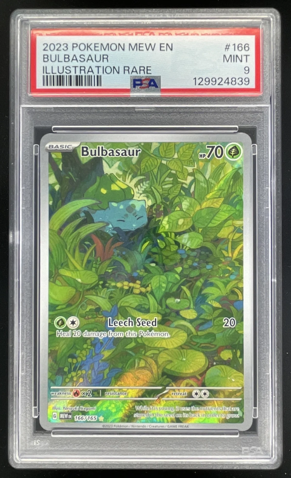 2023 Pokemon SV 151 #166/165 Bulbasaur Illustration Rare PSA 9