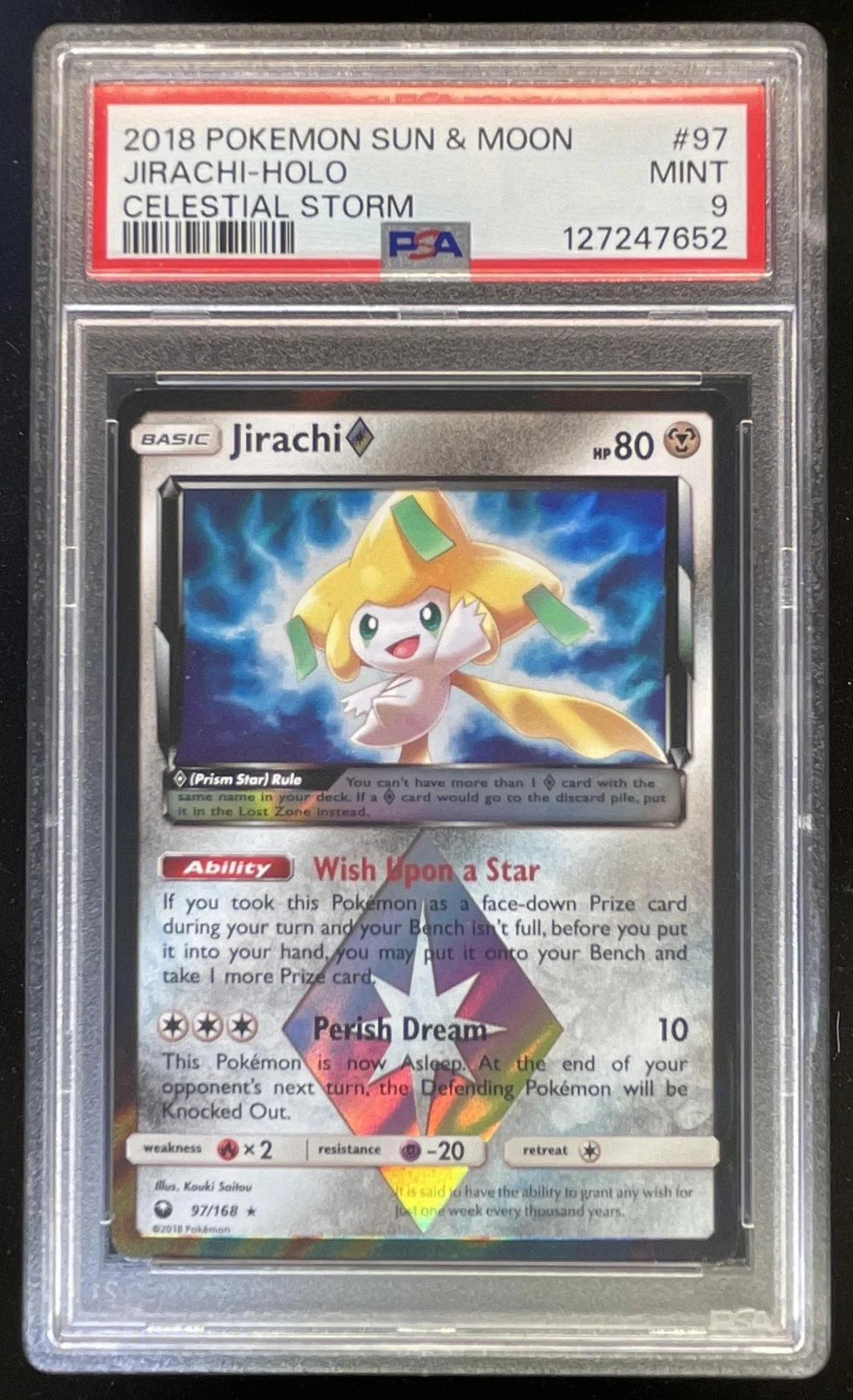 2018 Pokemon Sun & Moon Celestial Storm #97 Jirachi Holo PSA 9