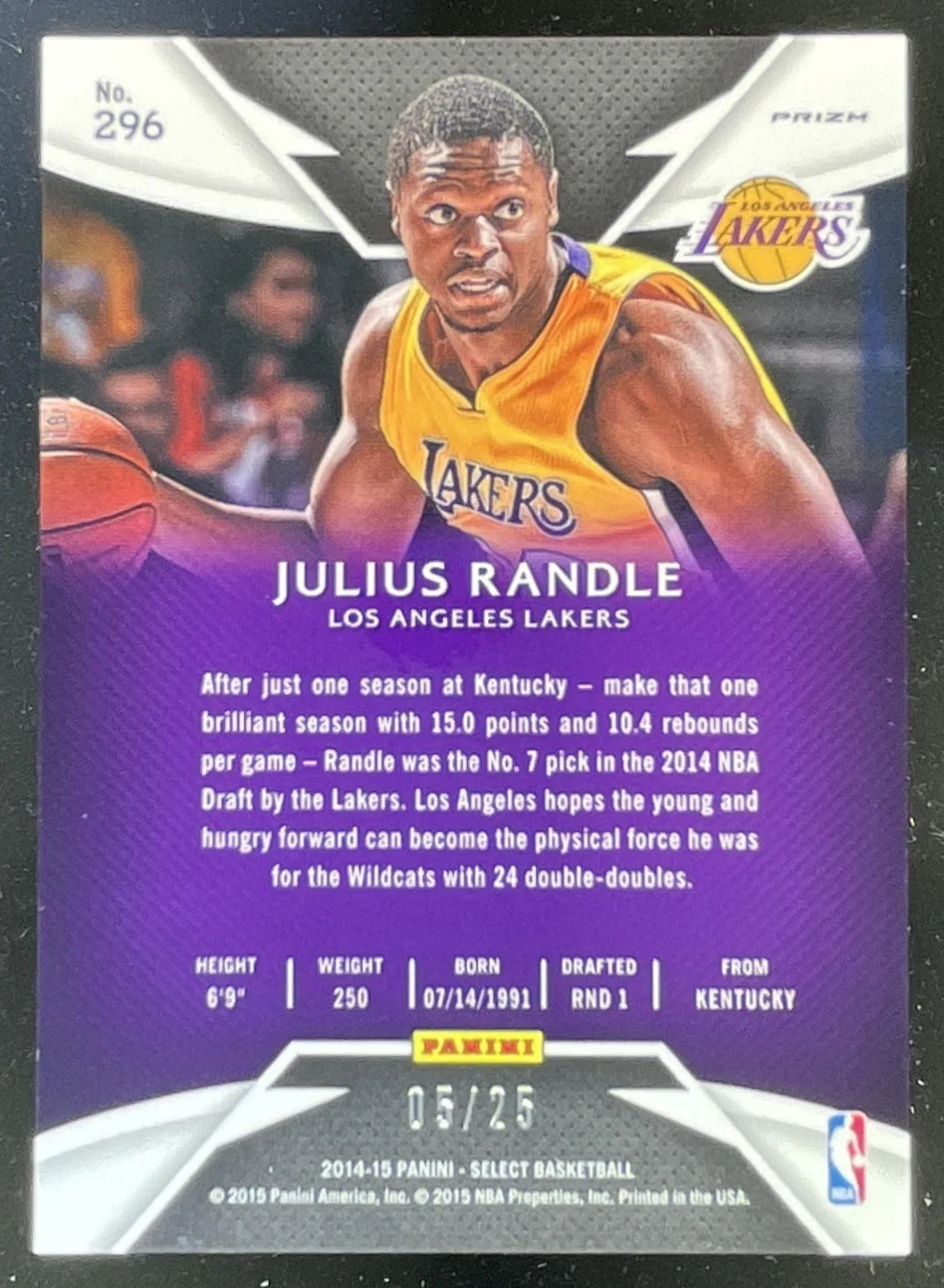 2014-15 Panini Select Prizms Tie Dye #296 Julius Randle RC /25 - Image 2