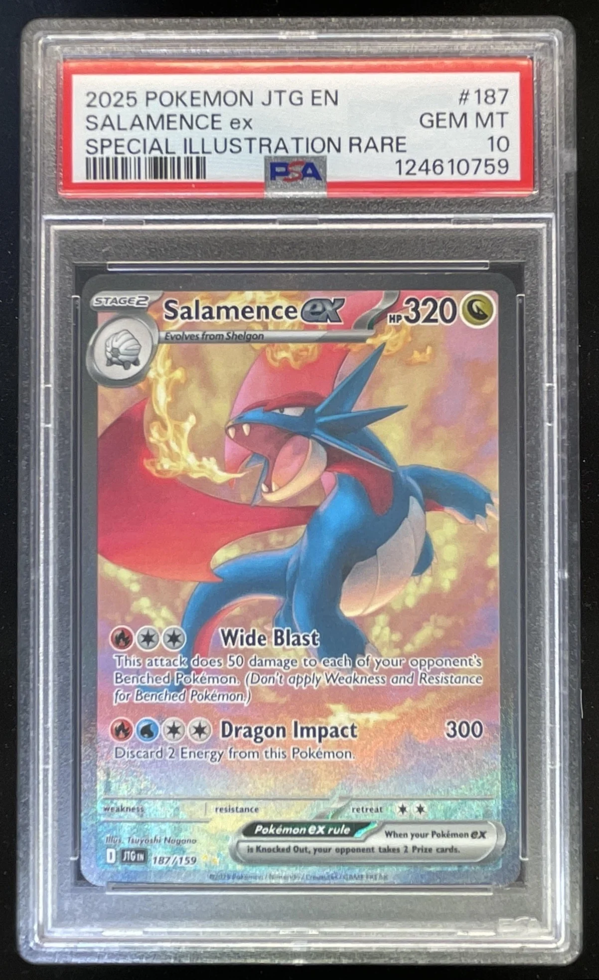 2025 Pokemon Journey Together #187/159 Salamence ex PSA 10
