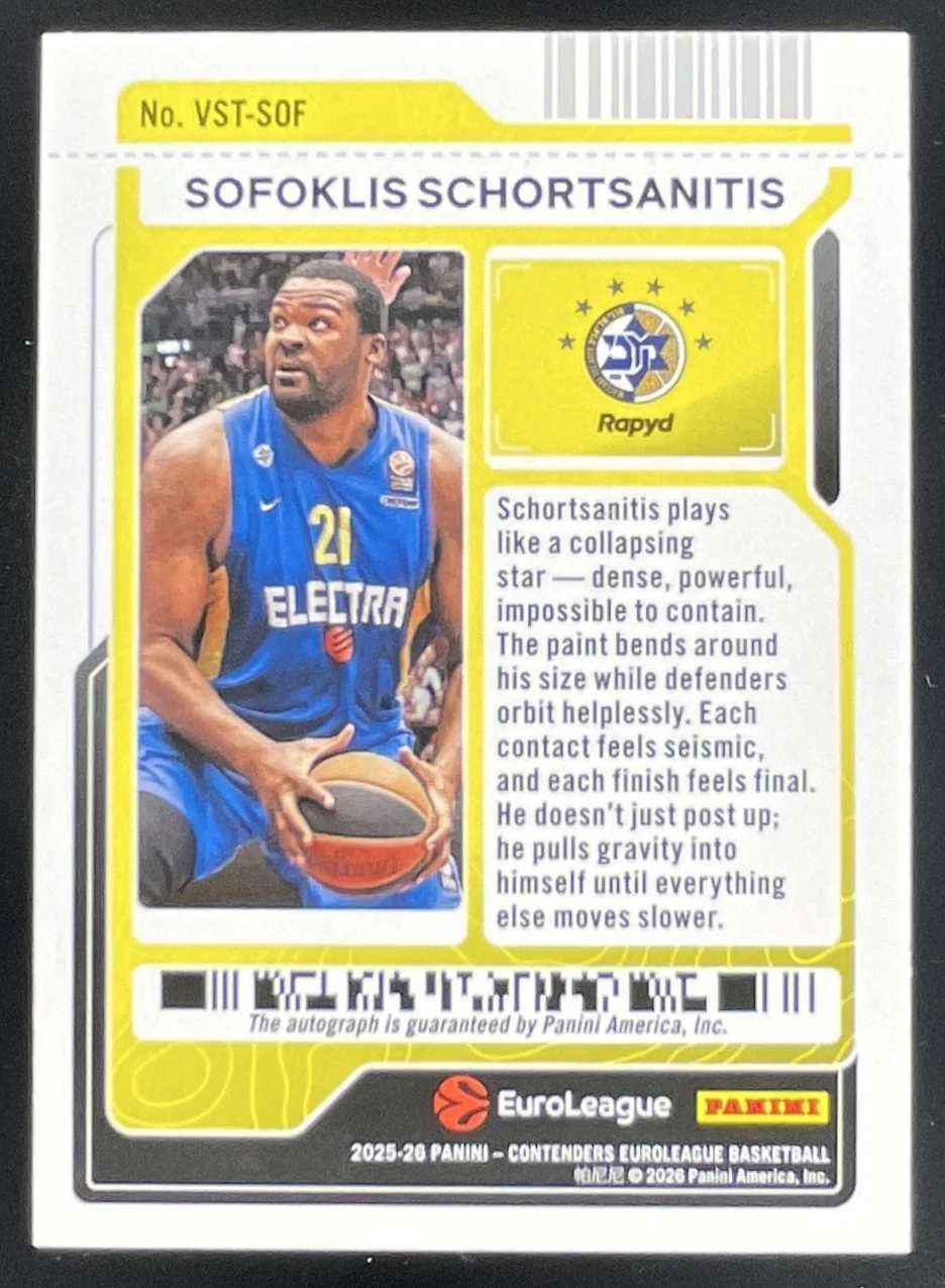 2025 Contenders EuroLeague Cracked Ice Ticket Sofoklis Schortsanitis Auto /25 - Image 2