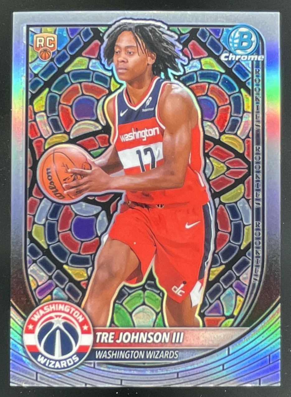 2025-26 Bowman Chrome Etched In Glass Variation #NBE-6 Tre Johnson III SP RC