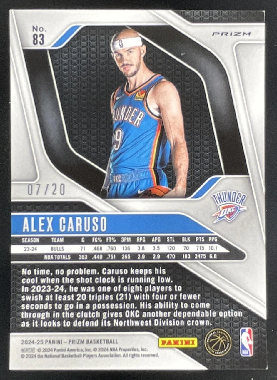 2024-25 Panini Prizm Fast Break Bronze Prizm #83 Alex Caruso /20 - Image 2
