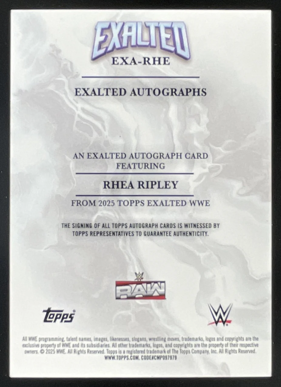 2025 Topps Exalted Exalted Autographs Aqua #EXA-RHE Rhea Ripley Auto /99 - Image 2