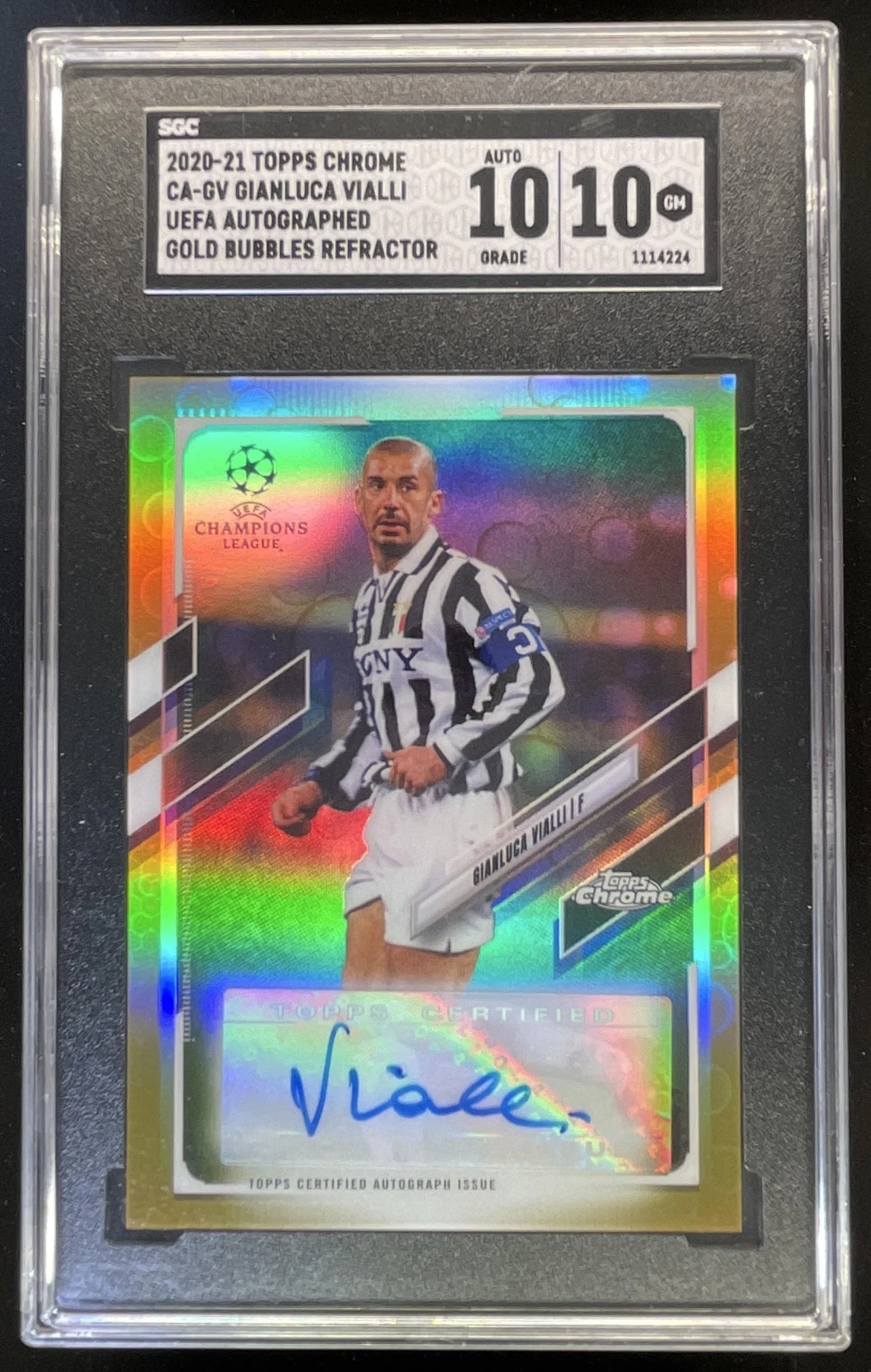 2020-21 Topps Chrome Chrome Gold Bubbles #CA-GV Gianluca Vialli Auto SGC 10