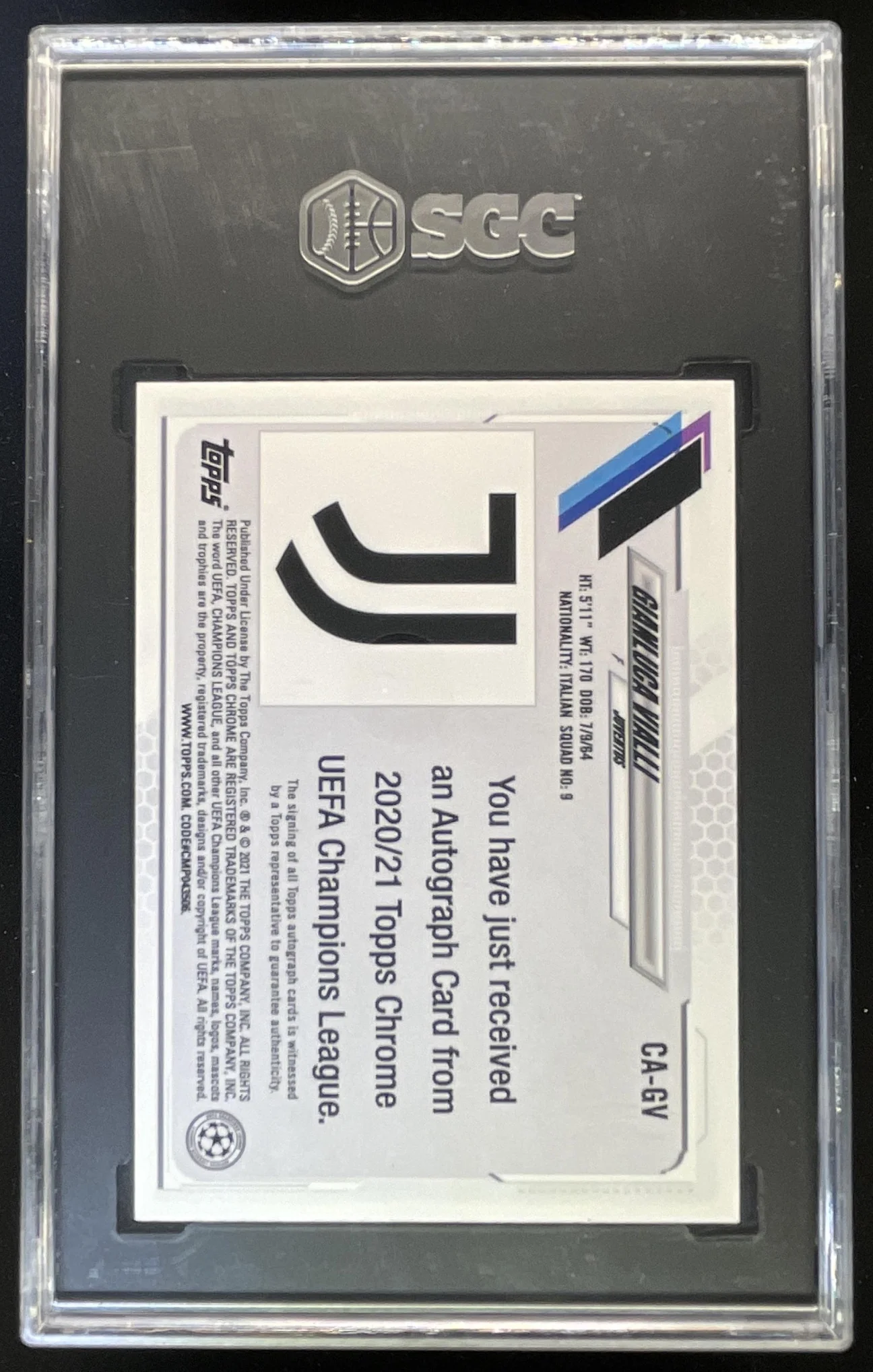 2020-21 Topps Chrome Chrome Gold Bubbles #CA-GV Gianluca Vialli Auto SGC 10 - Image 2