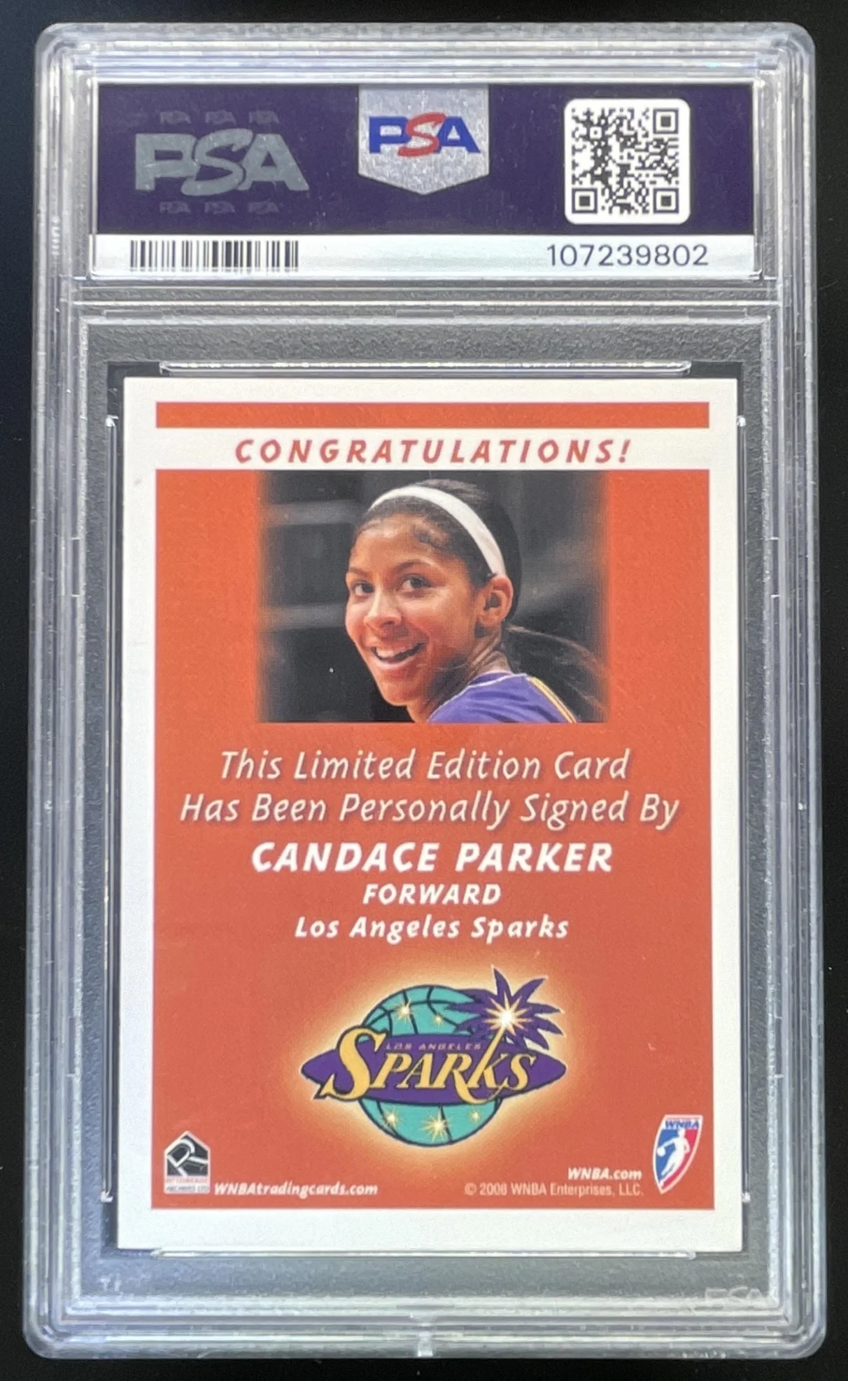 2008-09 Rittenhouse WNBA Autographs #NNO Candace Parker Autograph Auto PSA 6 - Image 2