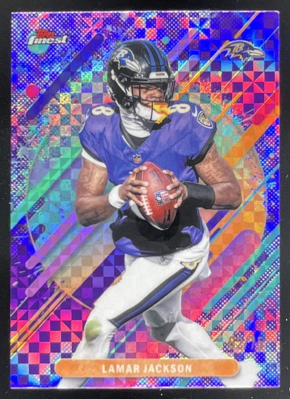 2025 Topps Finest Rare Purple X-Fractor #225 Lamar Jackson /75