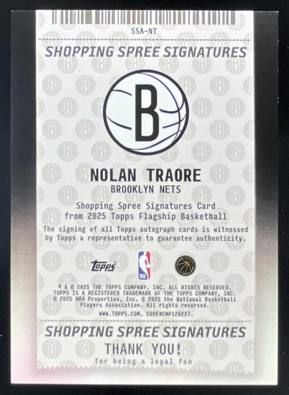 2025-26 Topps Shopping Spree Flash Drop #SSA-NT Nolan Traore RC Auto /50 - Image 2