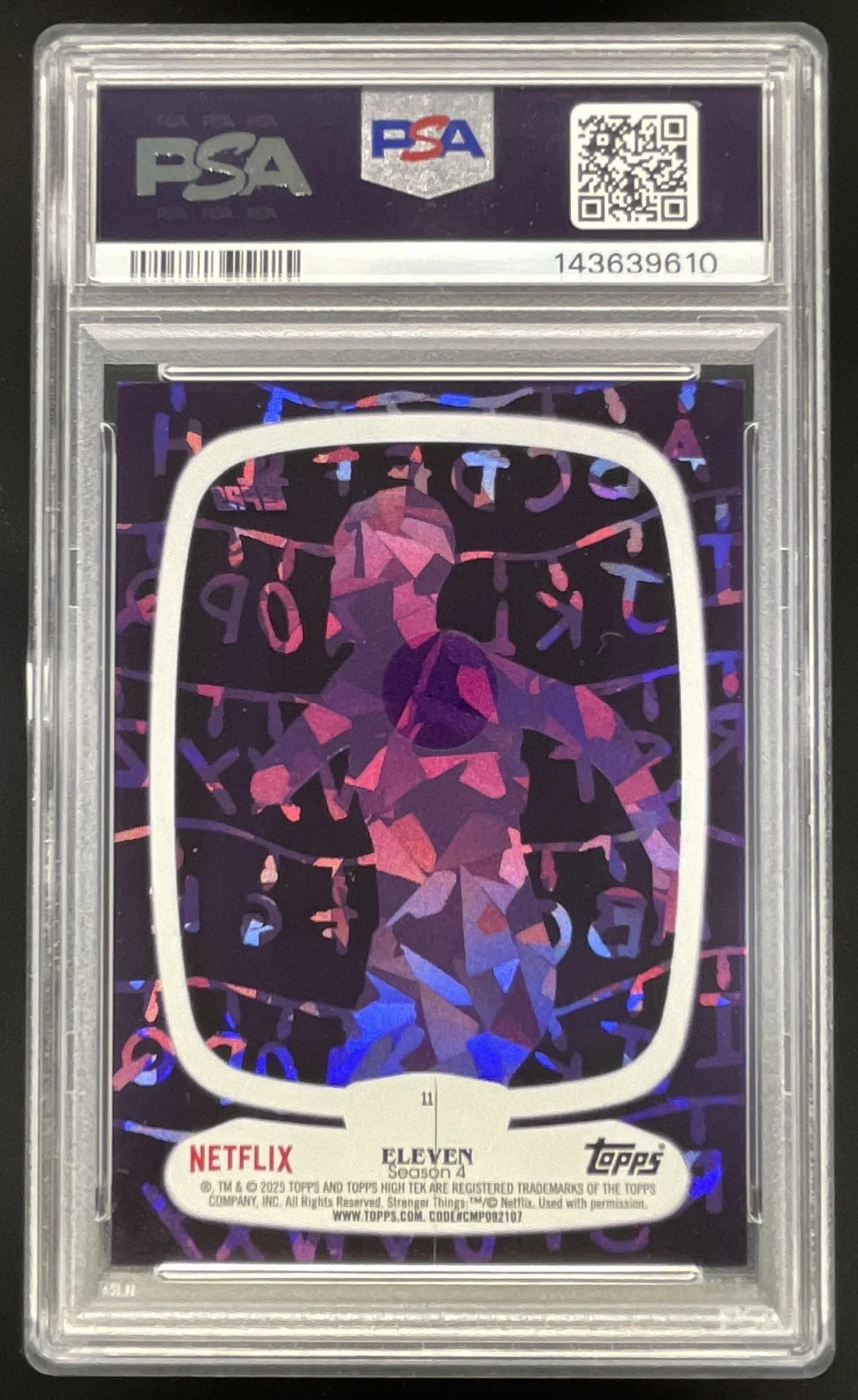 2025 Topps Stranger Things Xmas Lights Palace Arcade Purple Eleven /11 PSA 9 - Image 2