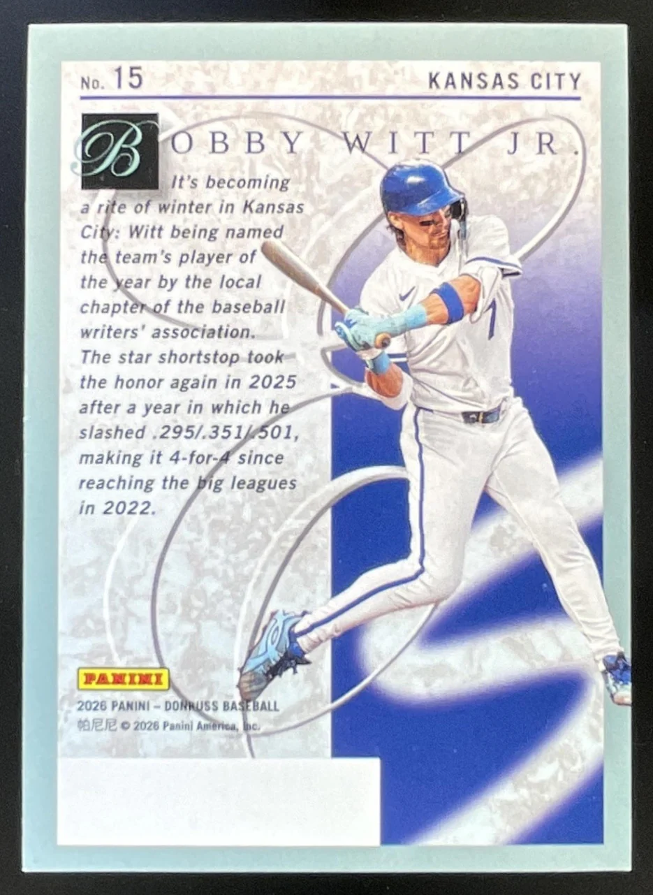 2026 Panini Donruss Elite Series Green Xplosion #15 Bobby Witt Jr. /25 - Image 2