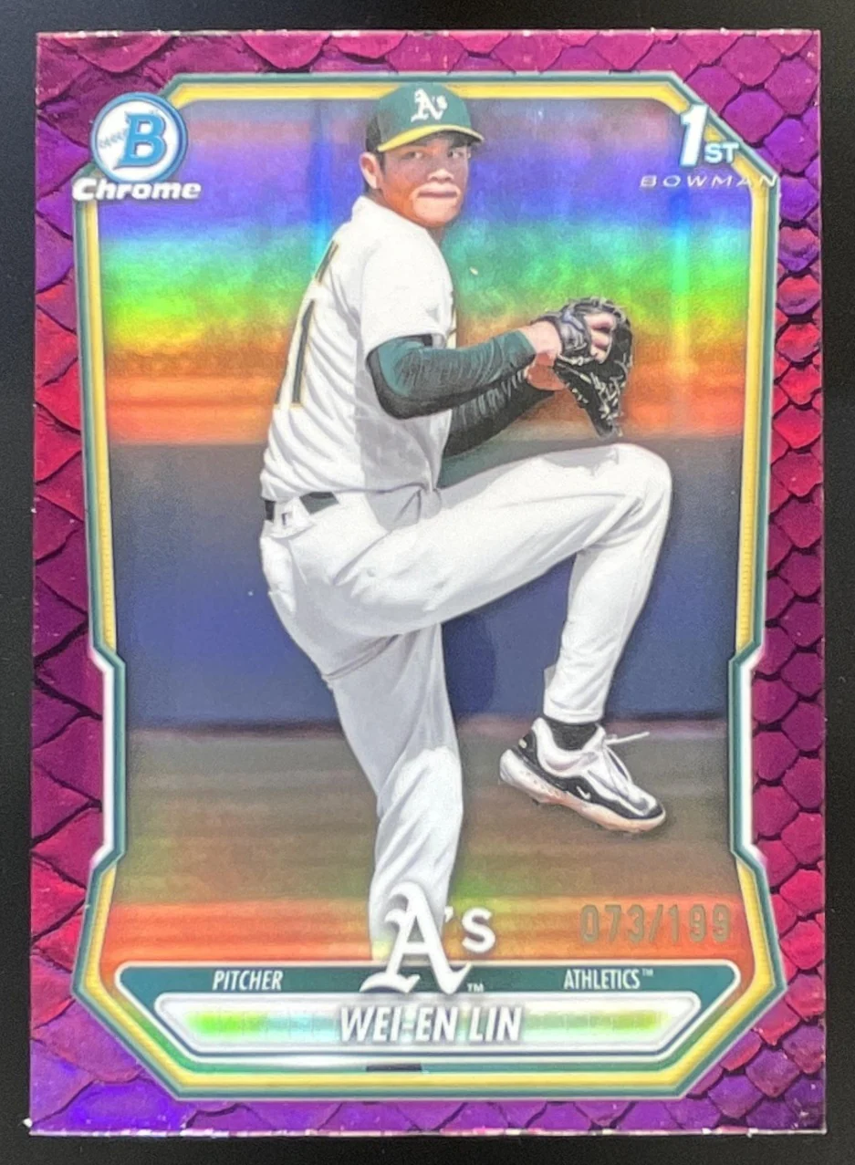 2026 Bowman Chrome Prospects Reptilian Fuchsia #BCP-125 Wei-En Lin RC /199