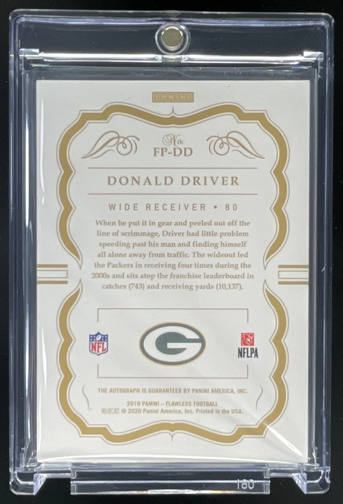2019 Panini Flawless Penmanship Sapphire #FP-DD Donald Driver Autograph Auto /5 - Image 2