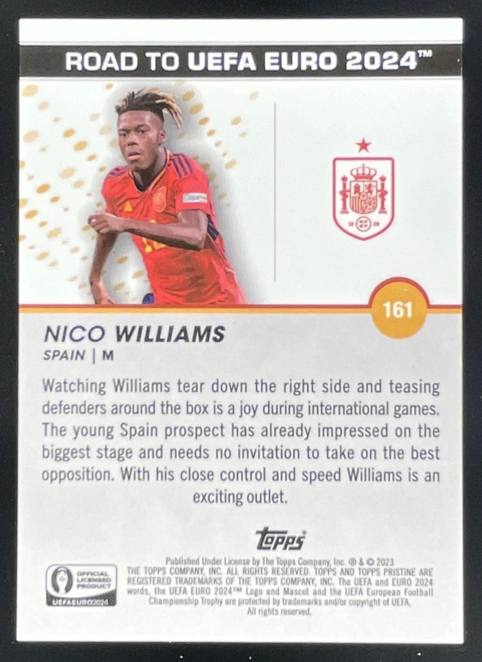 2023 Topps Pristine Road To Euro 2024 Green Refractors #161 Nico Williams /125 - Image 2