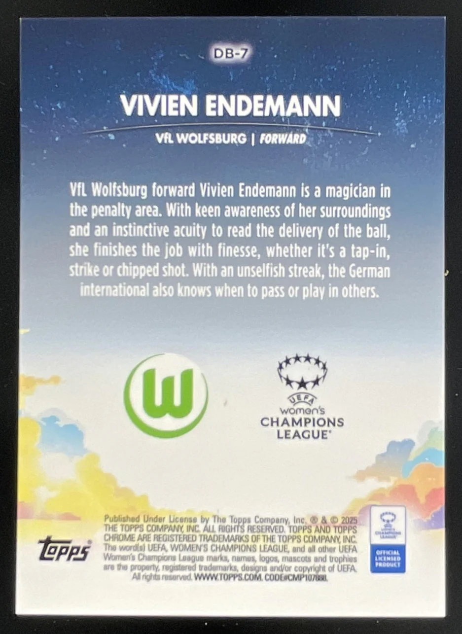 2024-25 Topps UEFA Women Chrome Dreamballer Orange #DB-7 Vivien Endemann /25 - Image 2