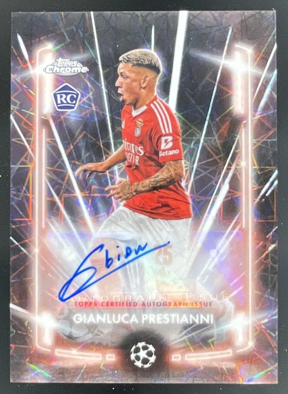 2024-25 Topps Chrome UEFA Black Lazer #BLA-GP Gianluca Prestianni RC Auto
