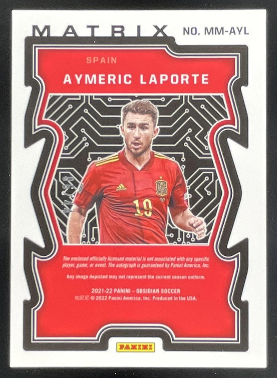 2021 Obsidian Matrix Material Electric Etch Red Pulsar Aymeric Laporte Auto /44 - Image 2