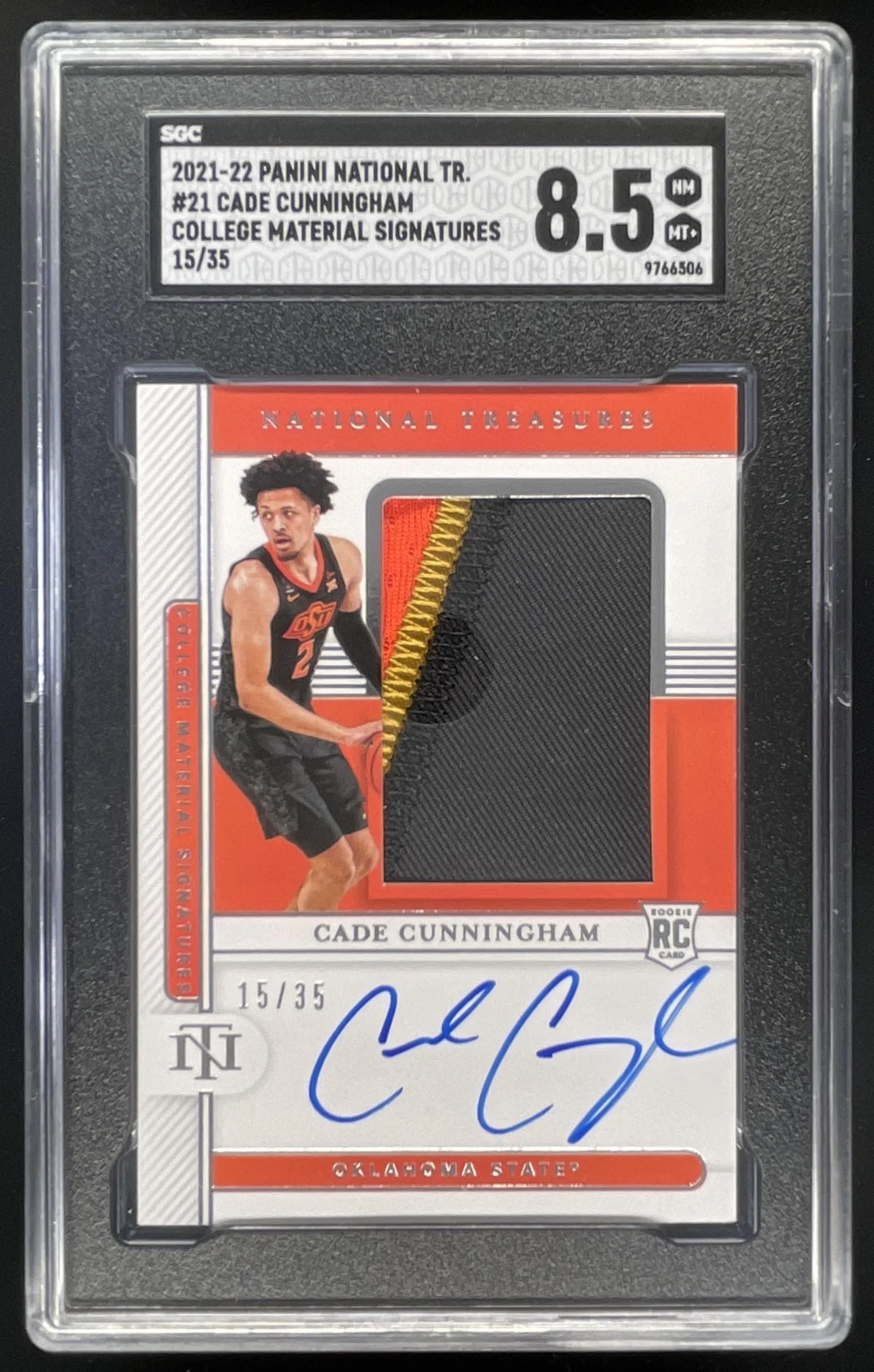 2021 Panini National Treasures Collegiate Cade Cunningham RC Auto /35 SGC 8.5