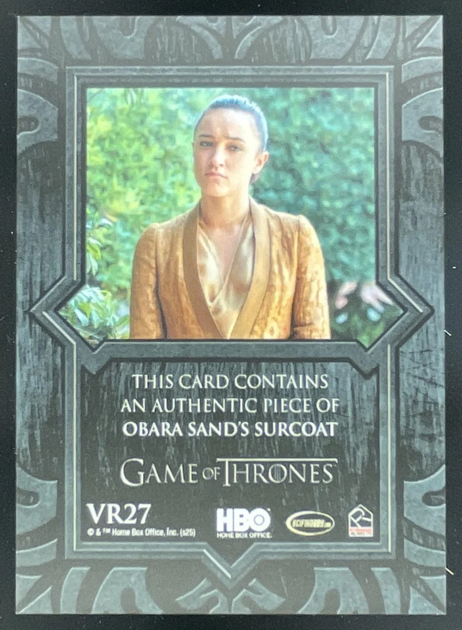 2025 Game of Thrones The Great Houses Single Relics #VR27 Obara Sand - Image 2