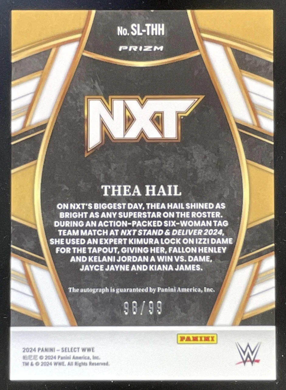 2024 Panini Select WWE Signature Selections Red Prizm #SL-THH Thea Hail Auto /99 - Image 2