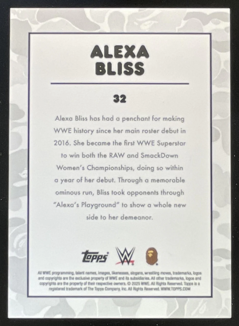 2025 Topps WWE x Bape White Camo #32 Alexa Bliss - Image 2