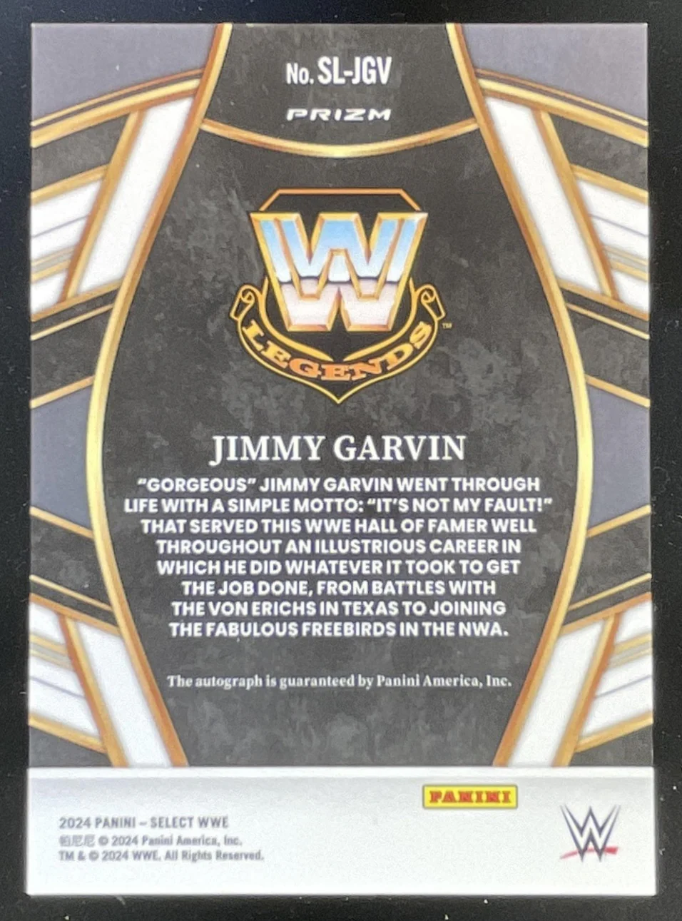 2024 Select WWE Signature Selections Flash Prizm #SL-JGV Jimmy Garvin Auto - Image 2