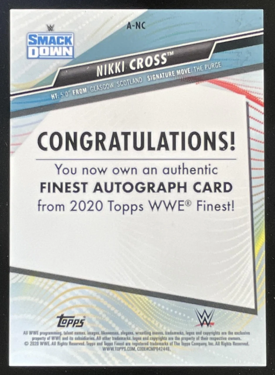 2020 Topps WWE Finest Autographs Green #A-NC Nikki Cross Auto /99 - Image 2