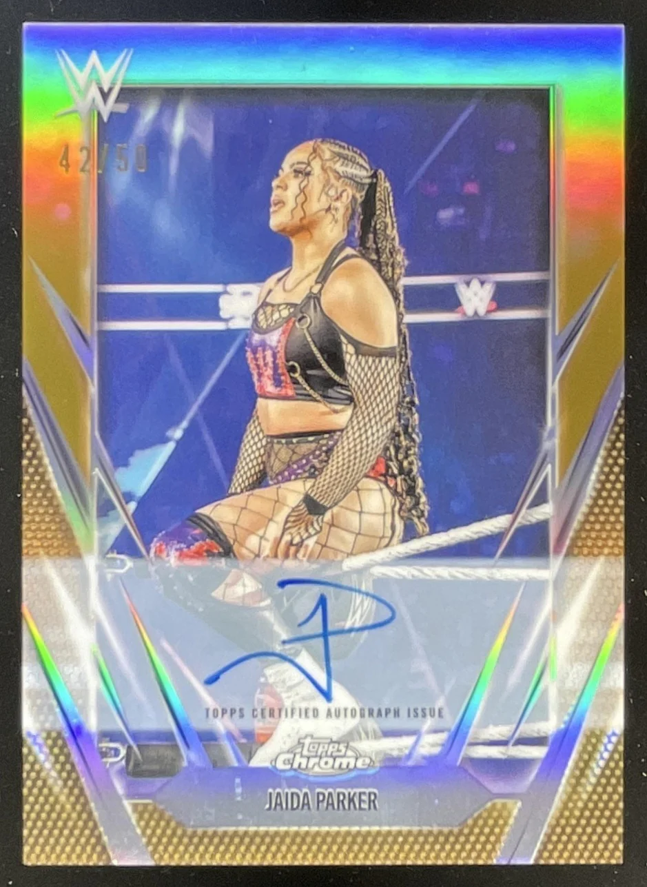 2026 Topps Chrome WWE Autograph Gold Refractor #BCA-JAP Jaida Parker Auto /50