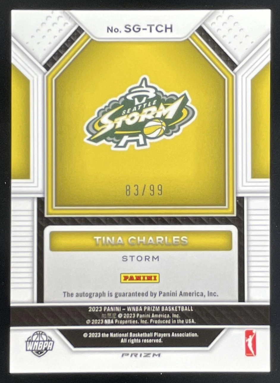 2023-24 Panini Prizm WNBA Signatures Red #SG-TCH Tina Charles Auto /99 - Image 2