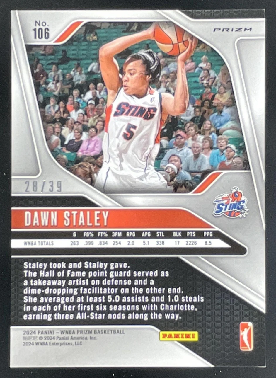 2024 Panini WNBA Prizm Black Velocity Prizm #106 Dawn Staley /39 - Image 2