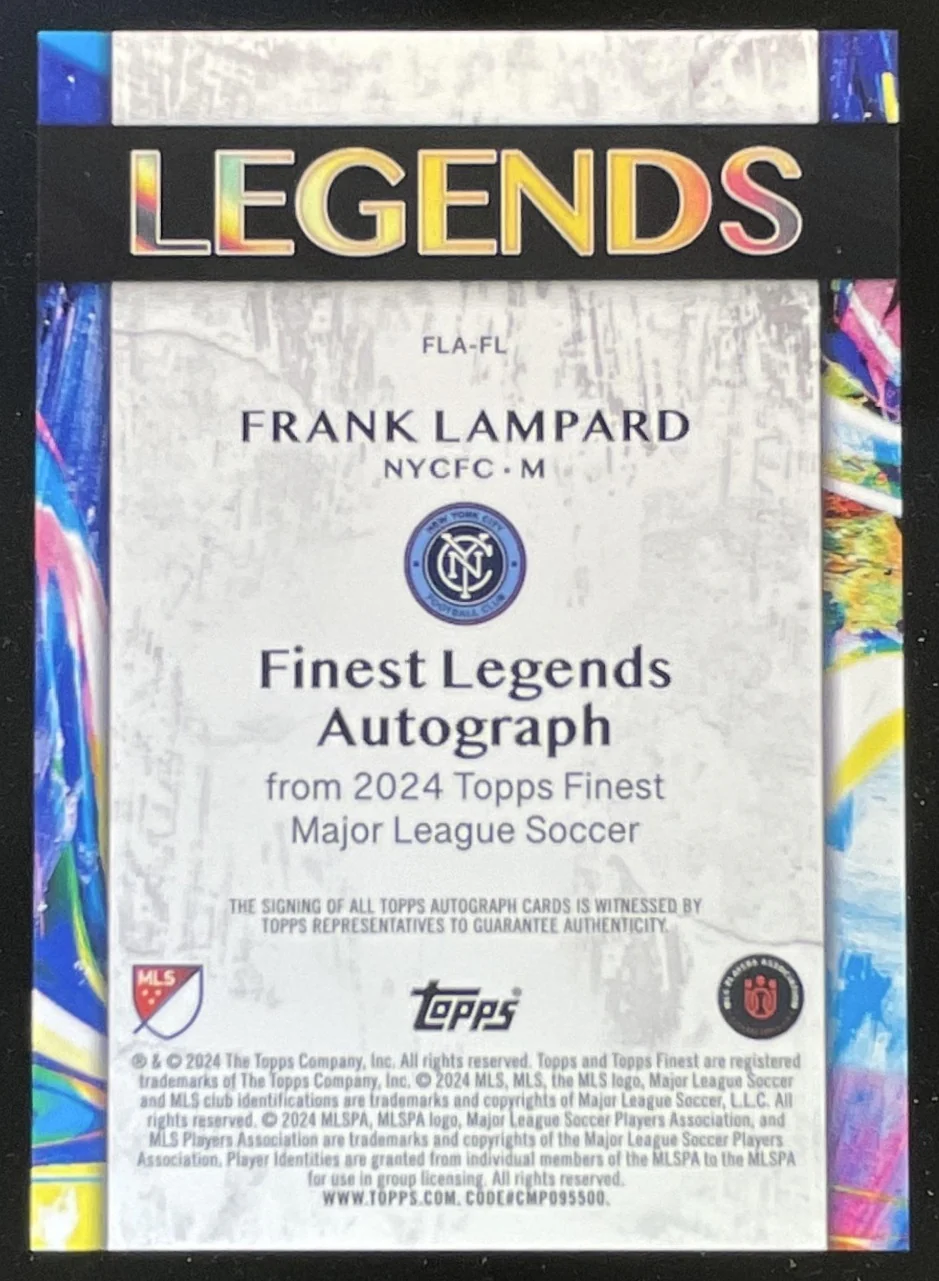 2024 Topps Finest MLS Finest Legends Orange #FLA-FL Frank Lampard Auto /25 - Image 2