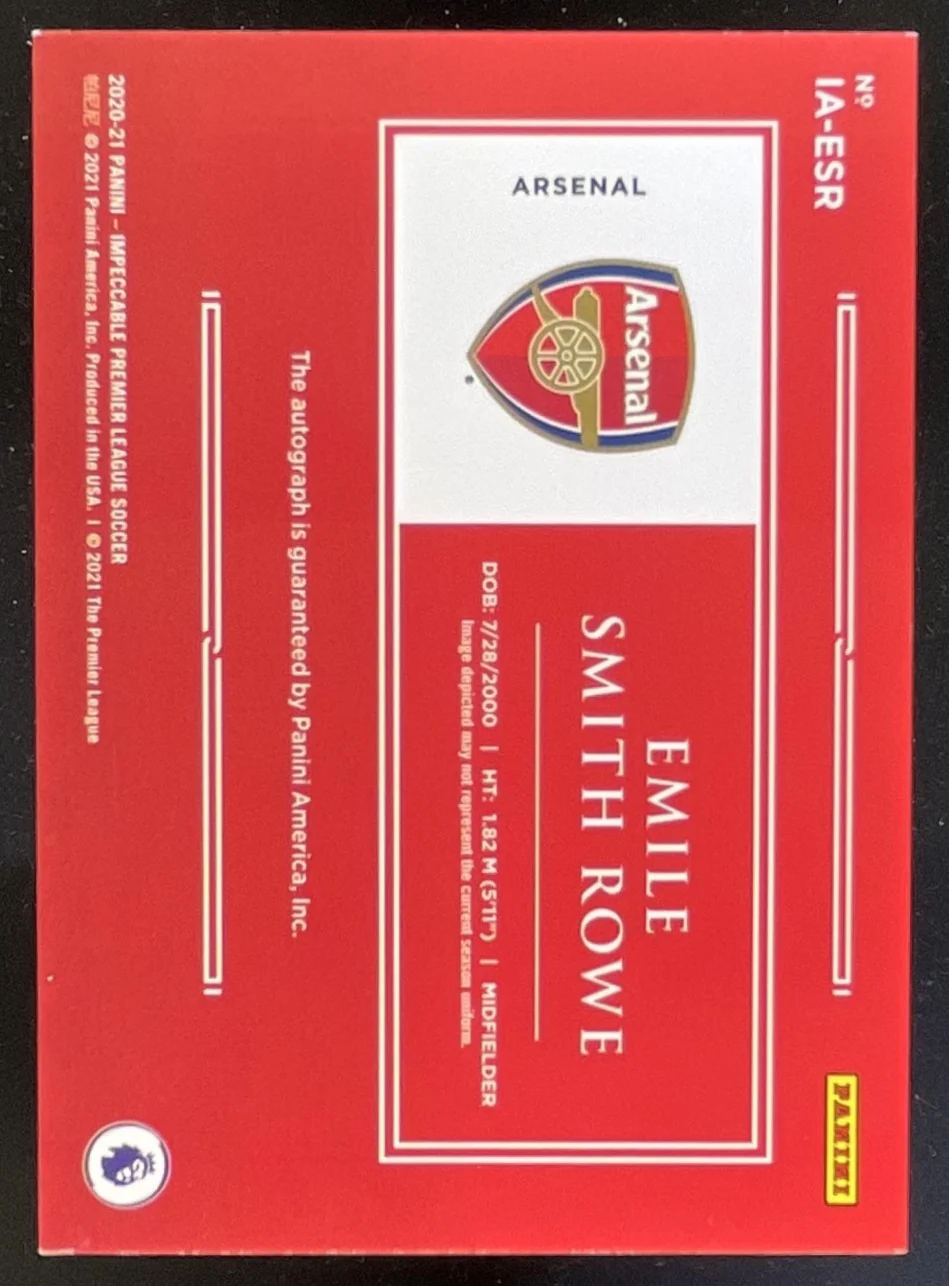 2020-21 Impeccable Premier League Impeccable #IA-ESR Emile Smith Rowe Auto /99 - Image 2
