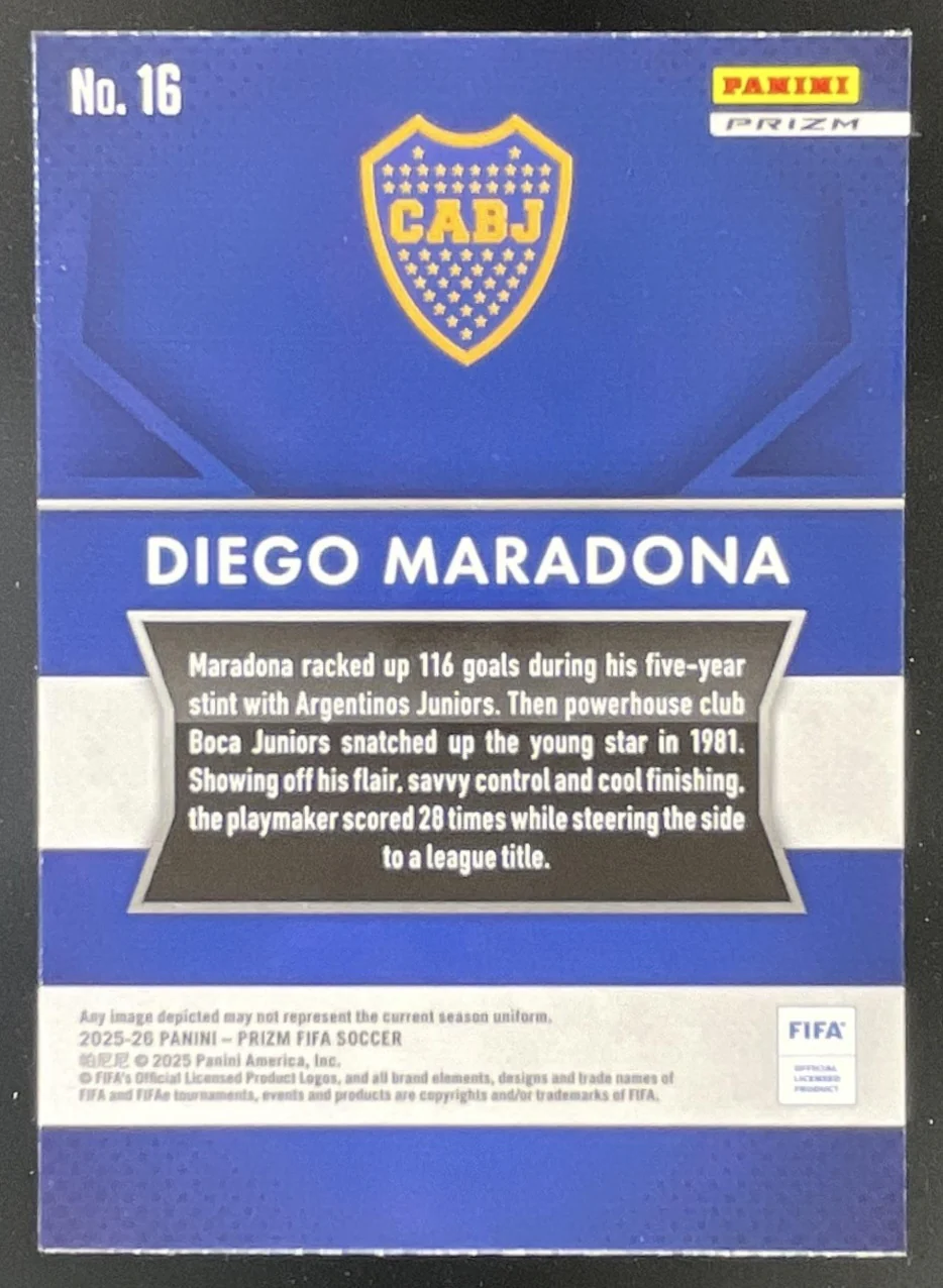2025-26 Panini Prizm FIFA 2015 Prizm Flashback Silver Prizms #16 Diego Maradona - Image 2