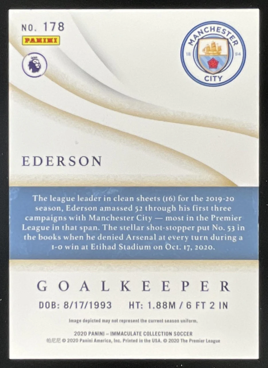 2020-21 Panini Immaculate Collection Sapphire #178 Ederson /25 - Image 2