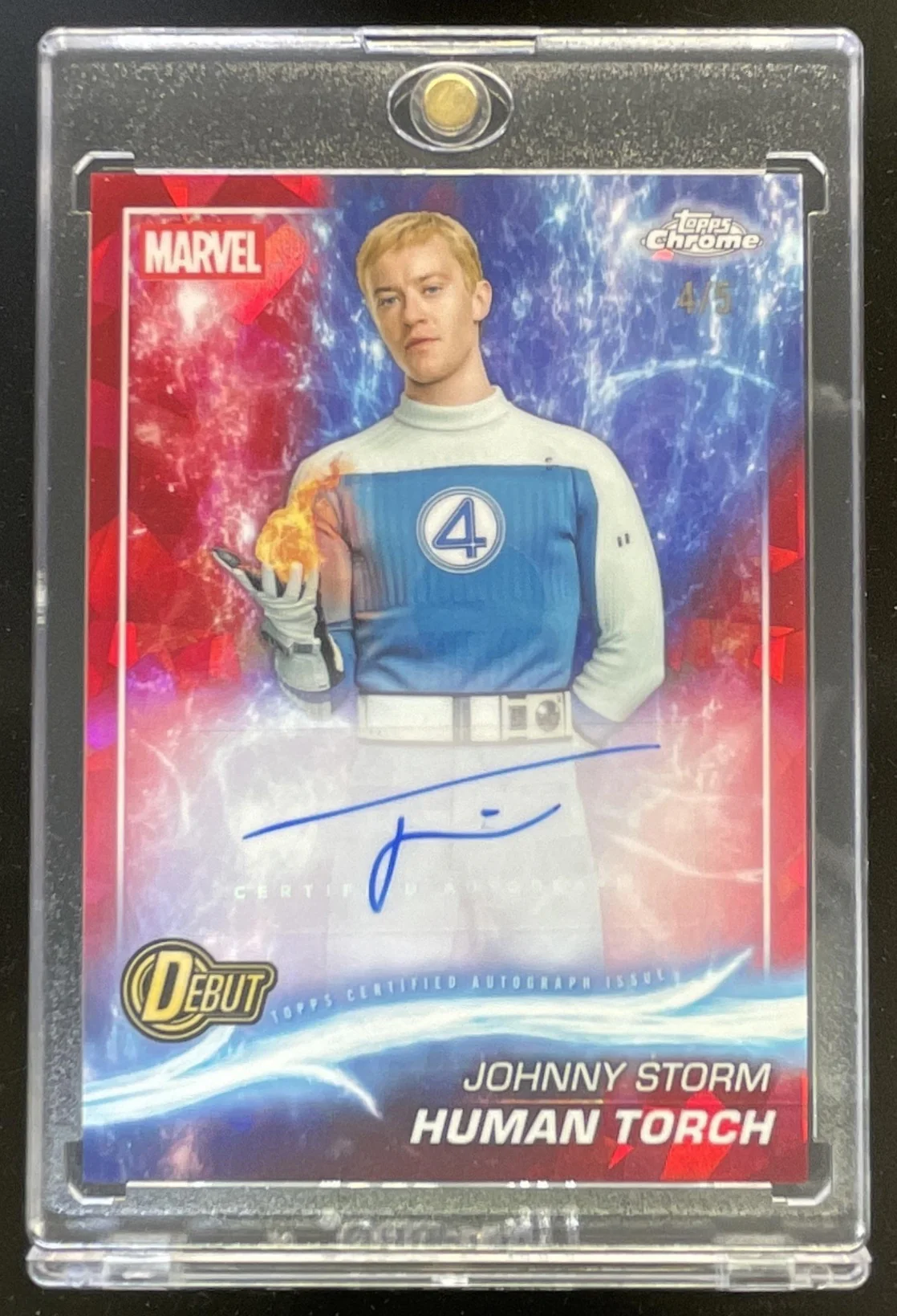 2025 Topps Chrome Marvel Studios Sapphire Red Joseph Quinn Human Torch Auto /5