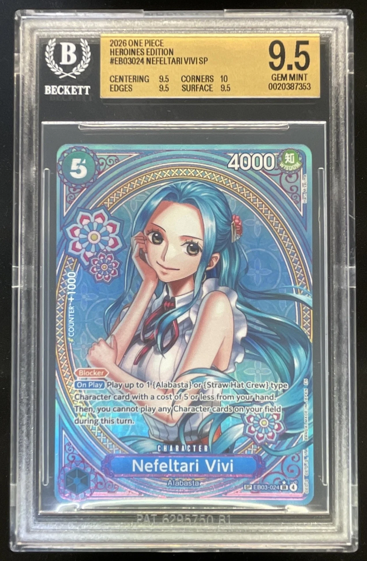 2026 One Piece Heroines Edition #EB03-024 Nefeltari Vivi SP BGS 9.5