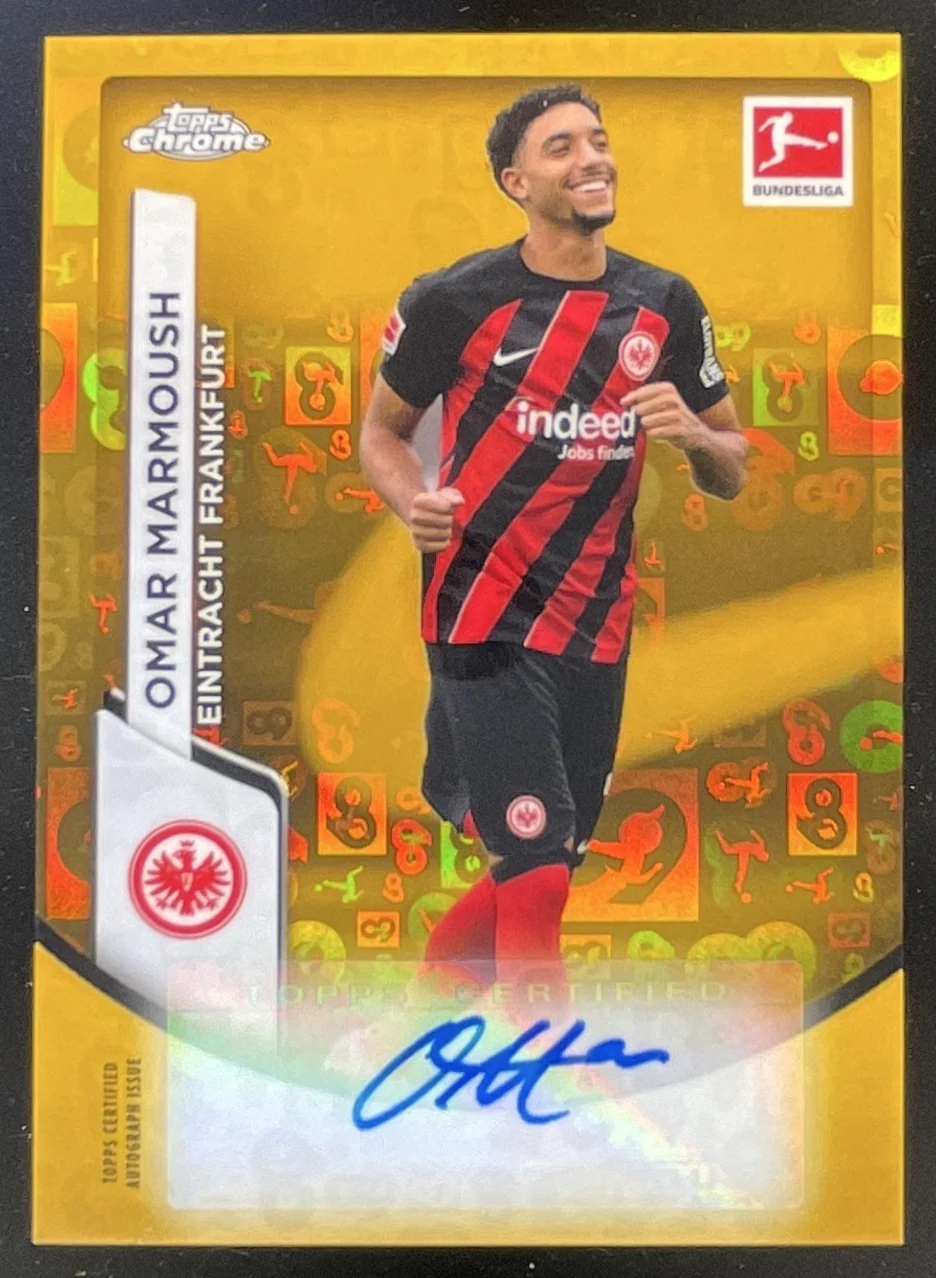2023 Topps Chrome Bundesliga Chrome Bundesliga 60 Years Foil Omar Marmoush Auto