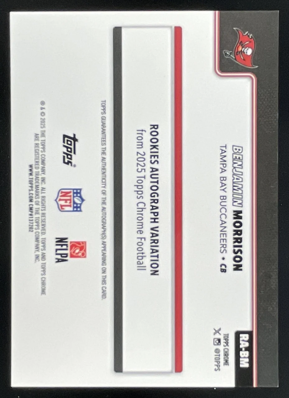 2025 Topps Chrome Sapphire Rookie Orange #RA-BM Benjamin Morrison RC Auto /25 - Image 2