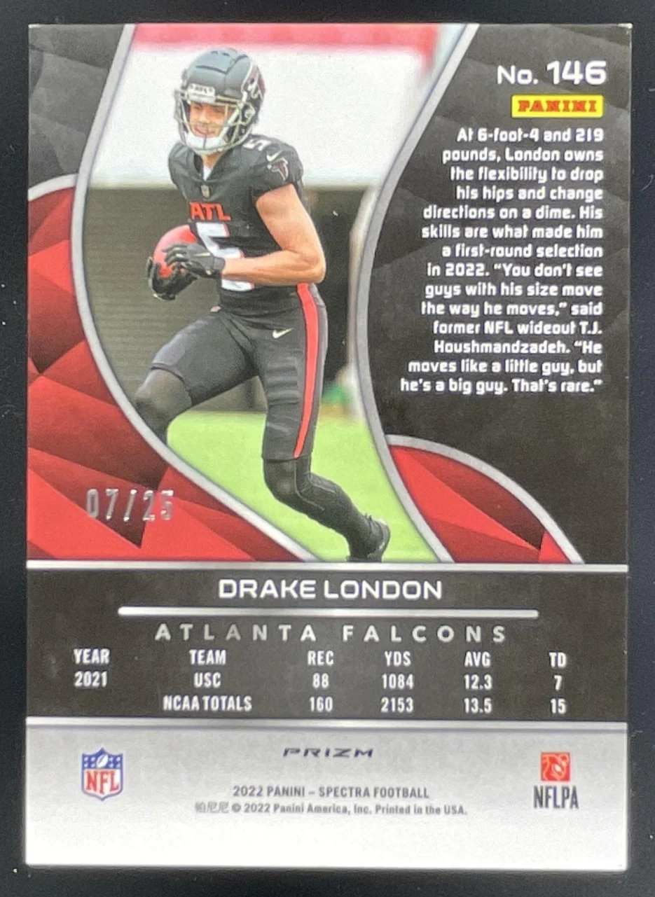 2022 Panini Spectra Meta #146 Drake London RC /25 - Image 2