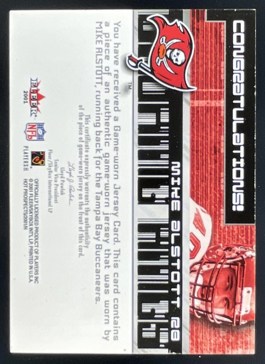 2001 Fleer Hot Prospects Scoring Kings Jerseys #NNO Mike Alstott MEM - Image 2