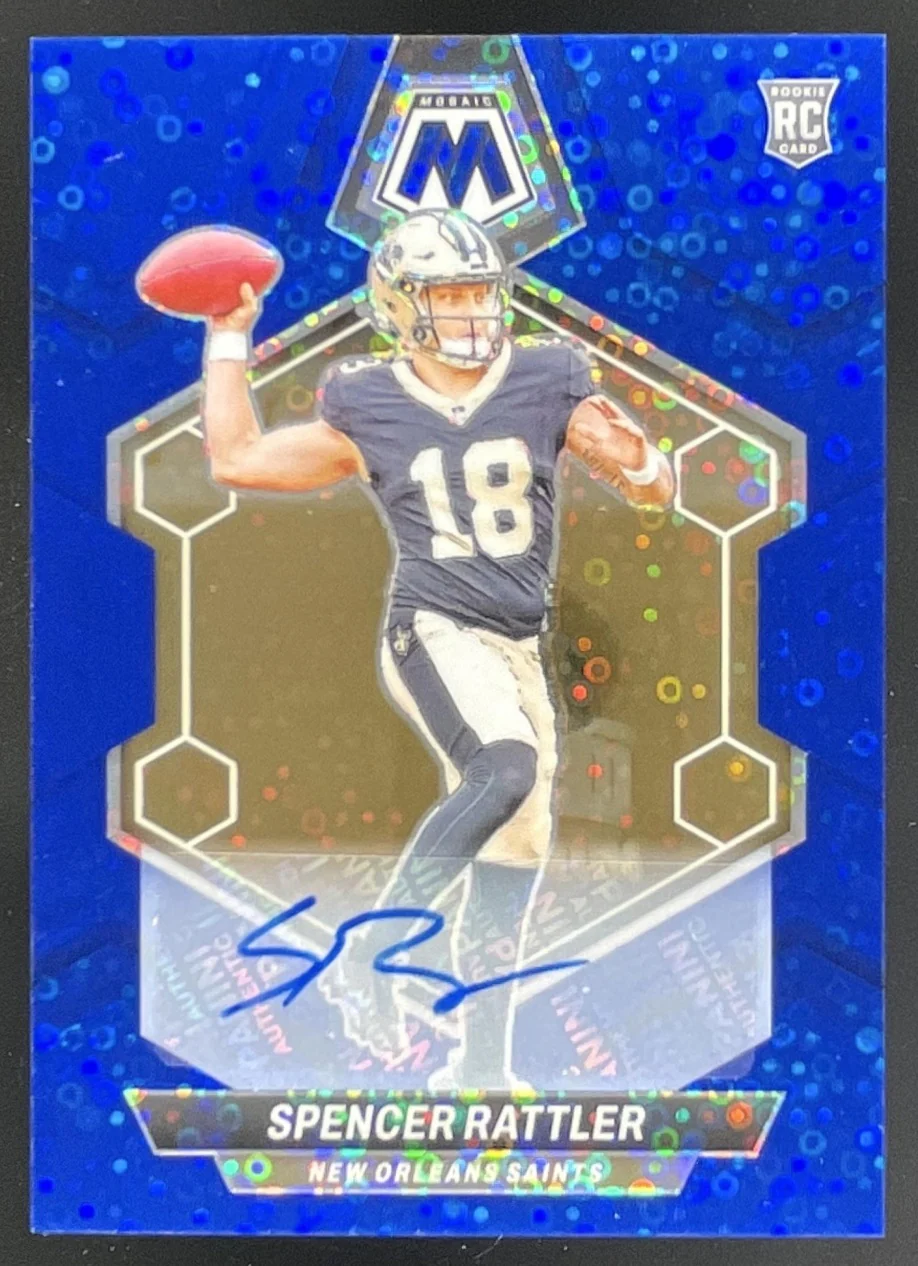 2024 Mosaic Rookie No Huddle Blue Prizm #393 Spencer Rattler RC Auto