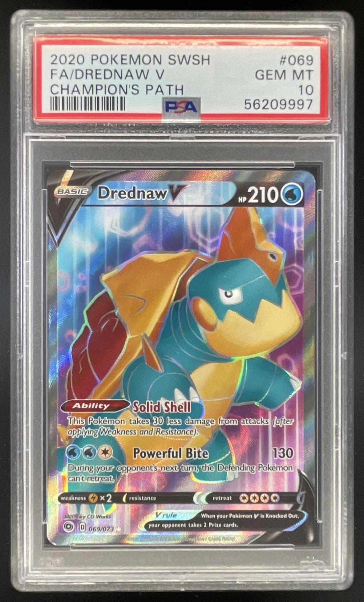 2020 Pokemon Sword & Shield Champion's Path #069/073 Drednaw V PSA 10