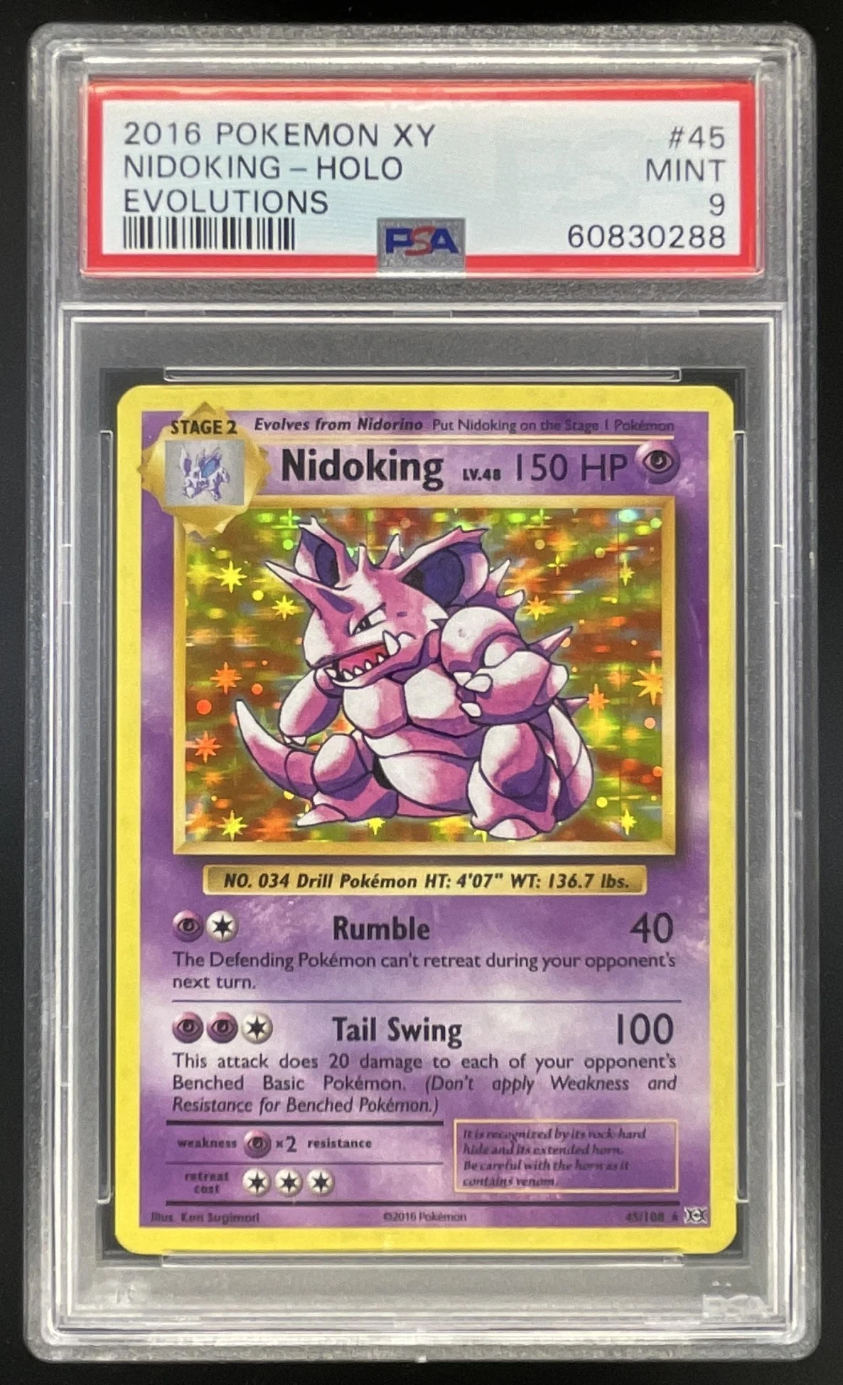 2016 Pokemon XY Evolutions Promos #45/108 Nidoking Holo PSA 9