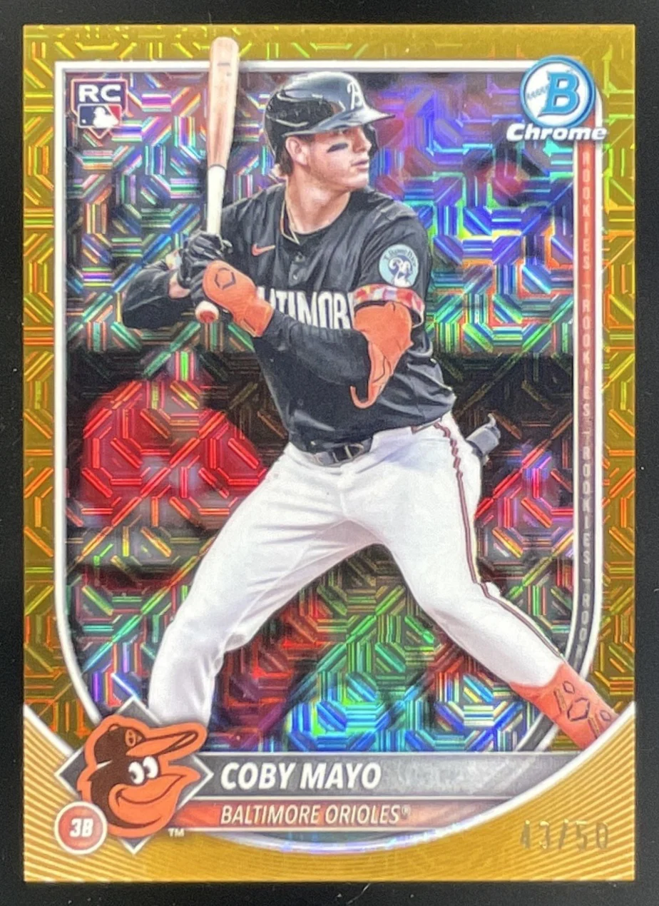 2025 Bowman Mega Box Gold Refractors #37 Coby Mayo RC /50