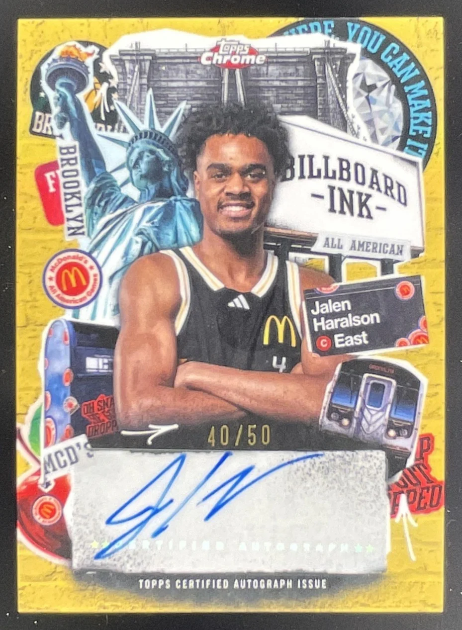 2025 Topps Chrome McDonald Billboard Ink Gold #BI-JH Jalen Haralson Auto /50