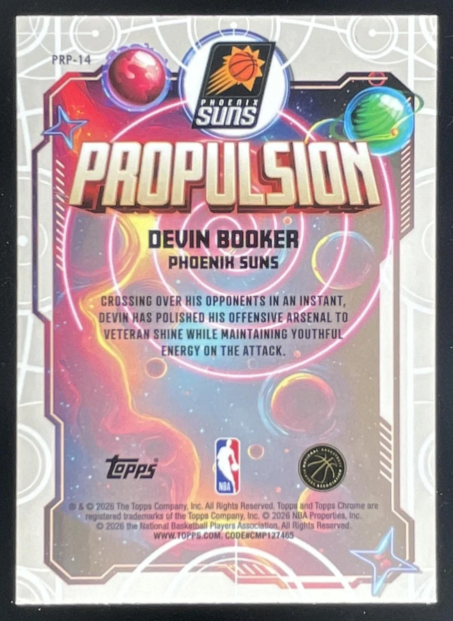 2025-26 Topps Cosmic Chrome Propulsion Aqua Equinox #PRP-14 Devin Booker /199 - Image 2