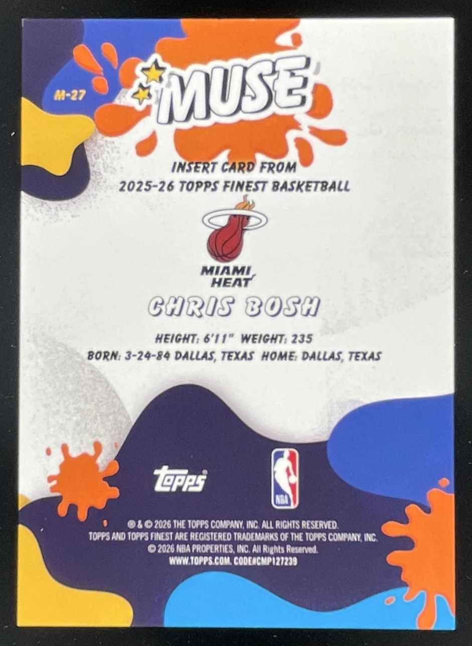 2025-26 Topps Finest Muse Gold Refractor #M-27 Chris Bosh /50 - Image 2