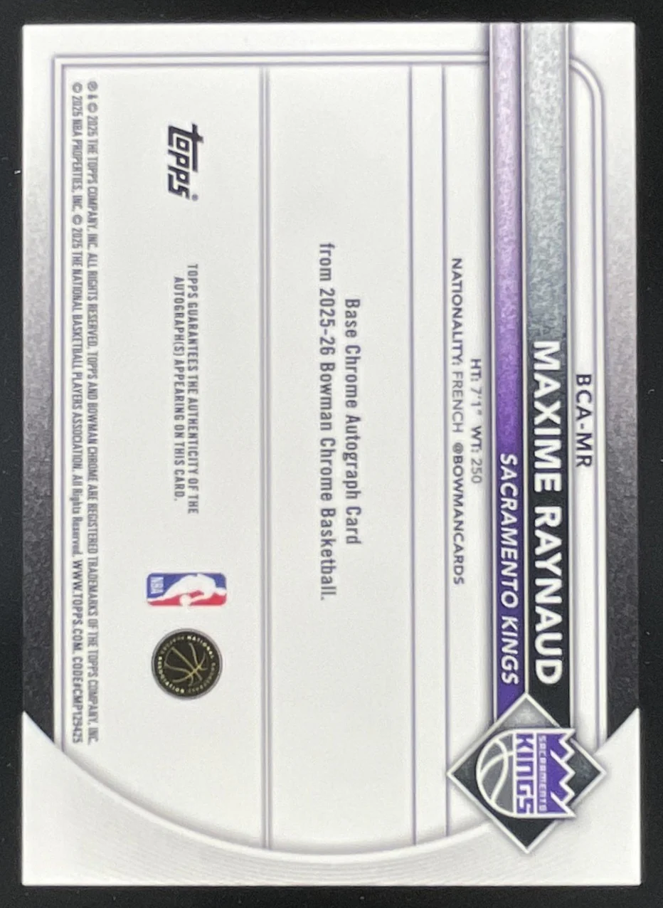 2025-26 Bowman Chrome Geometric #BCA-MR Maxime Raynaud RC Auto - Image 2